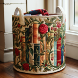 Canasta de ropa acolchada con estampado libros de la naturaleza