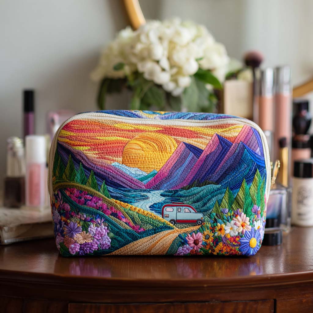 Cosmetiquera acolchada con estampado tour de natur