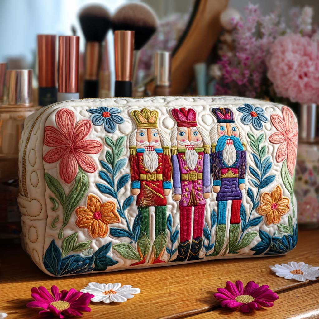 Cosmetiquera acolchada con estampado encanto de cascanueces