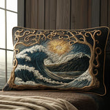Funda de almohada acolchada con estampado olas del océano