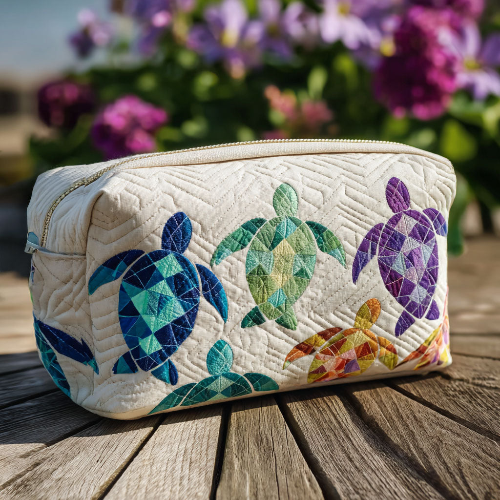 Cosmetiquera acolchada con estampado corriente marina