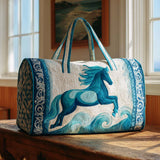 Bolso de viaje acolchado con estampado caballo en el mar