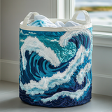 Canasta de ropa acolchada con estampado olas del mar