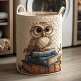 Canasta de ropa acolchada con estampado búho y libro