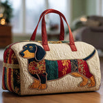 Bolso de viaje acolchado con estampado perro de patchwork
