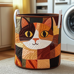 Canasta de ropa acolchada con estampado gato de manchas