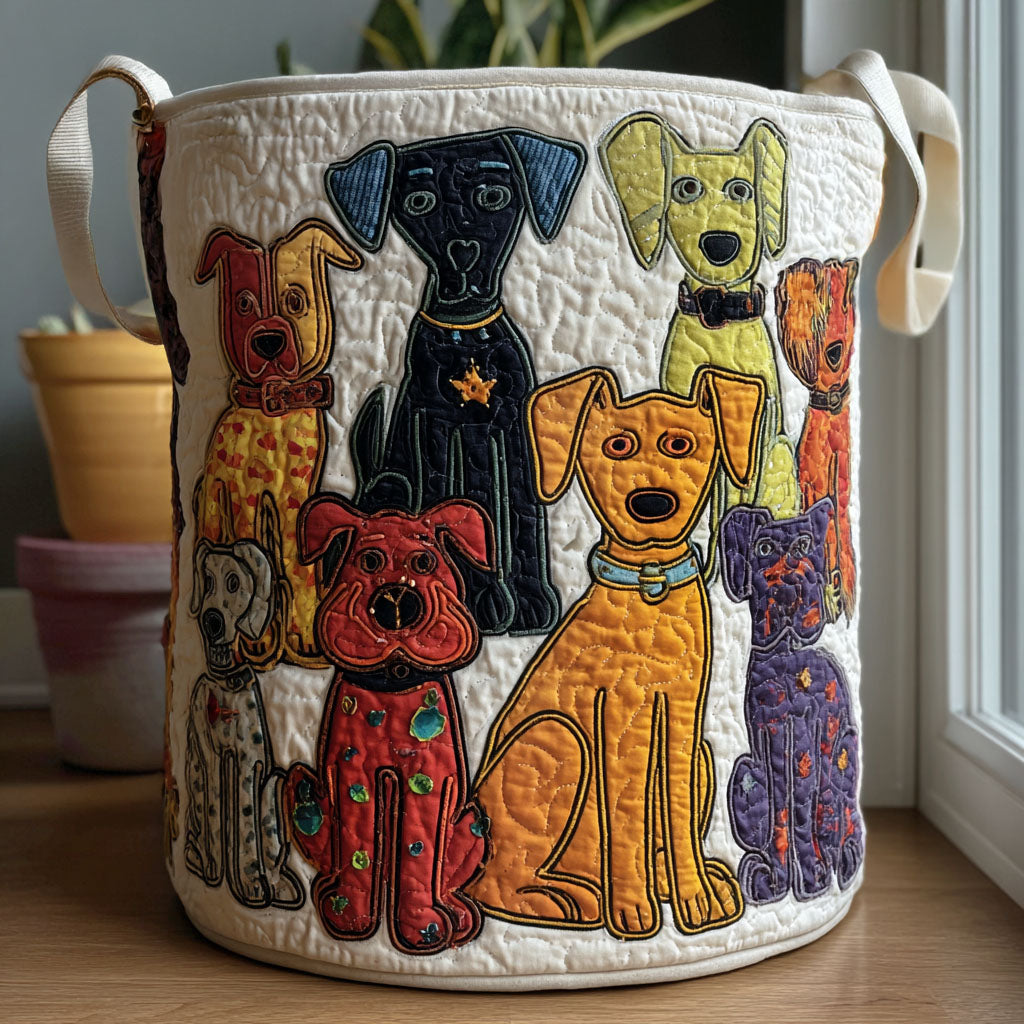 Canasta de ropa acolchada con estampado patitas juguetonas
