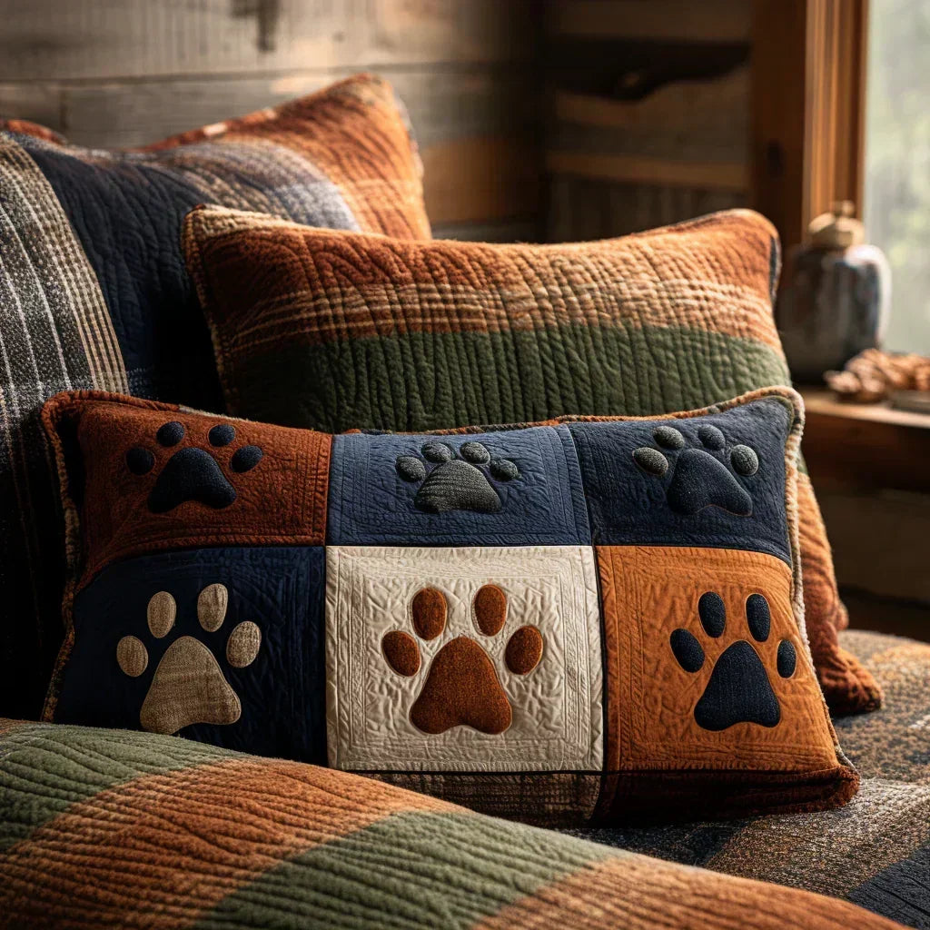 Funda de almohada acolchada con estampado pradera de huellas