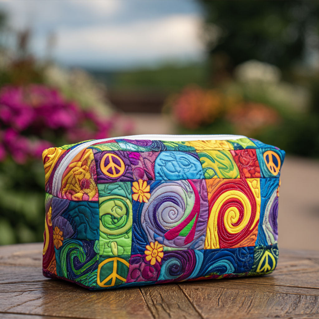 Cosmetiquera acolchada con estampado ambiente de paz