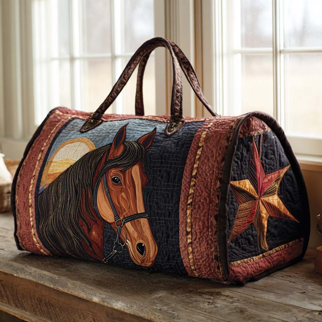 Bolso de viaje acolchado con estampado caballo de pradera