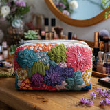 Cosmetiquera acolchada con estampado jardín de lunares