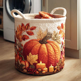 Canasta de ropa acolchada con estampado cosecha de calabazas