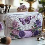 Cosmetiquera acolchada con estampado elegancia púrpura
