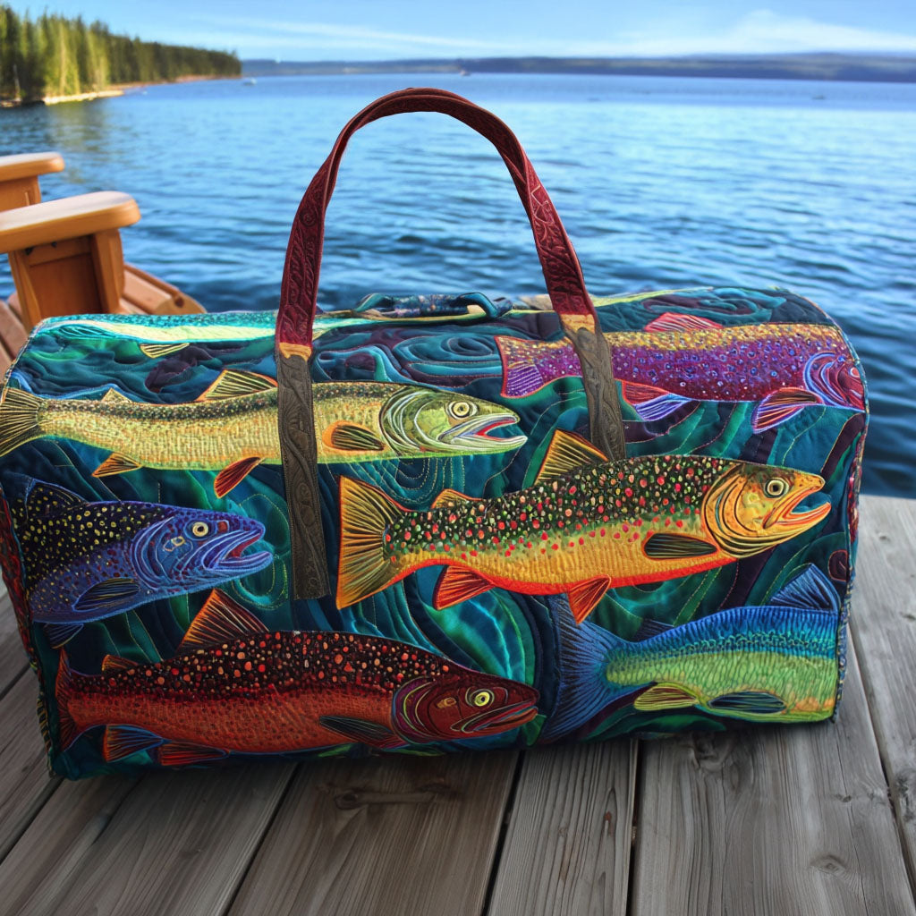 Bolso de viaje acolchado con estampado trucha arcoíris