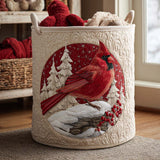 Canasta de ropa acolchada con estampado cardenal rojo