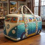 Bolso de viaje acolchado con estampado retro en movimiento