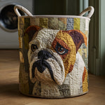Canasta de ropa acolchada con estampado bulldog rústico