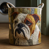 Canasta de ropa acolchada con estampado bulldog rústico