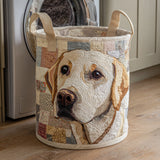 Canasta de ropa acolchada con estampado labrador rústico