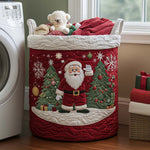 Canasta de ropa acolchada con estampado papá noel
