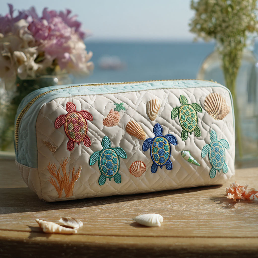 Cosmetiquera acolchada con estampado aventurero del mar