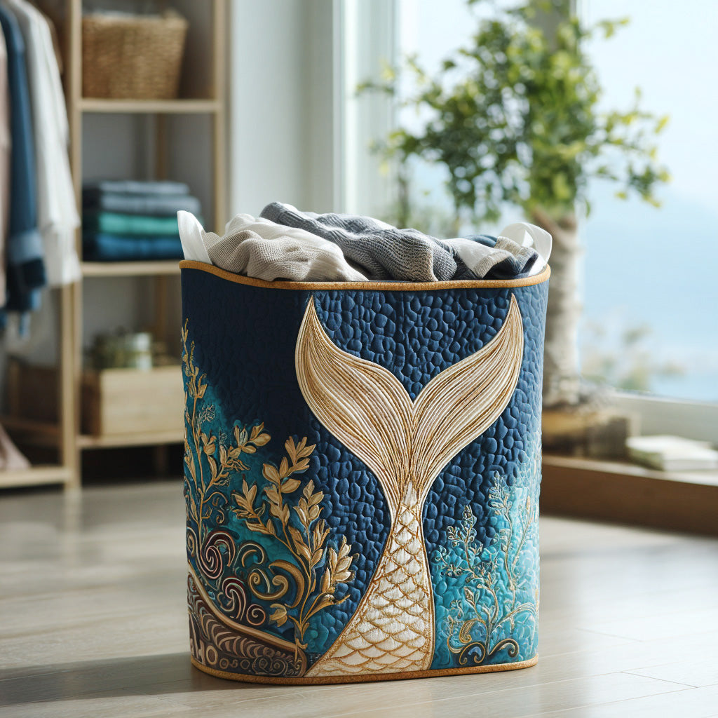 Canasta de ropa acolchada con estampado mareas brillantes
