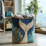 Canasta de ropa acolchada con estampado mareas brillantes