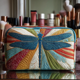 Cosmetiquera acolchada con estampado libélula brillante