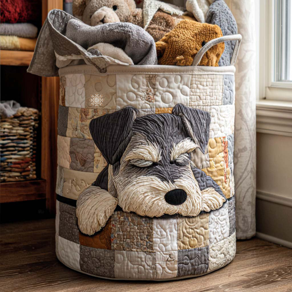 Canasta de ropa acolchada con estampado schnauzer durmiendo