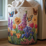 Canasta de ropa acolchada con estampado flor de primavera