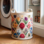Canasta de ropa acolchada con estampado campo de flores de primavera