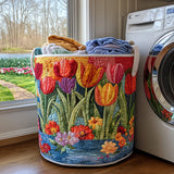 Canasta de ropa acolchada con estampado flor de verano