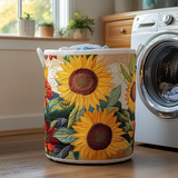 Canasta de ropa acolchada con estampado encanto de girasol
