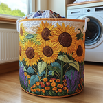 Canasta de ropa acolchada con estampado campo de girasoles