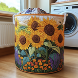 Canasta de ropa acolchada con estampado campo de girasoles
