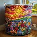 Canasta de ropa acolchada con estampado baño de sol
