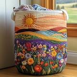 Canasta de ropa acolchada con estampado flores soleadas