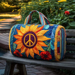 Bolso de viaje acolchado con estampado sol y paz