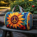 Bolso de viaje acolchado con estampado sol y paz