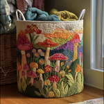 Canasta de ropa acolchada con estampado jardín en el amanecer