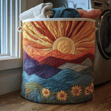 Canasta de ropa acolchada con estampado pradera al amanecer