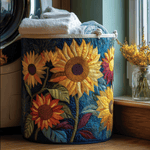 Canasta de ropa acolchada con estampado flores soleadas ii
