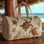 Bolso de viaje acolchado con estampado tortuga en la orilla