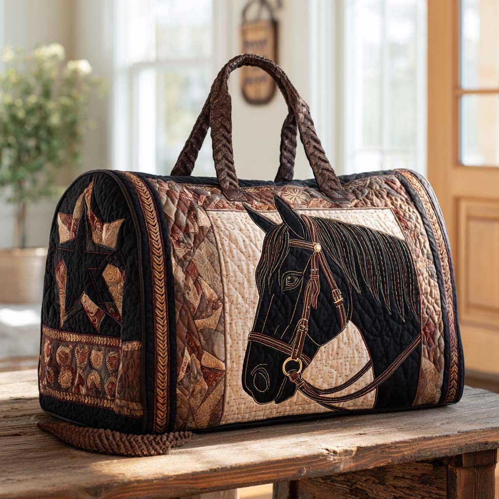 Bolso de viaje acolchado con estampado caballo western