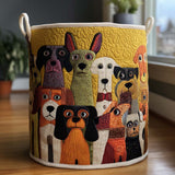 Canasta de ropa acolchada con estampado perros juguetones