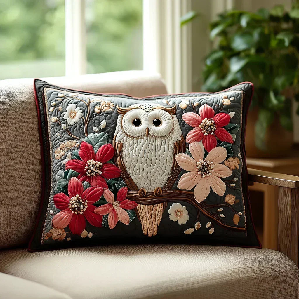 Funda de almohada acolchada con estampado susurros de búho