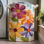Canasta de ropa acolchada con estampado vals de flores silvestres