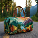 Bolso de viaje acolchado con estampado bosque brillante