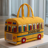 Bolso de viaje acolchado con estampado autobús escolar amarillo