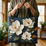 Bolso acolchado con estampado magnolia delicada